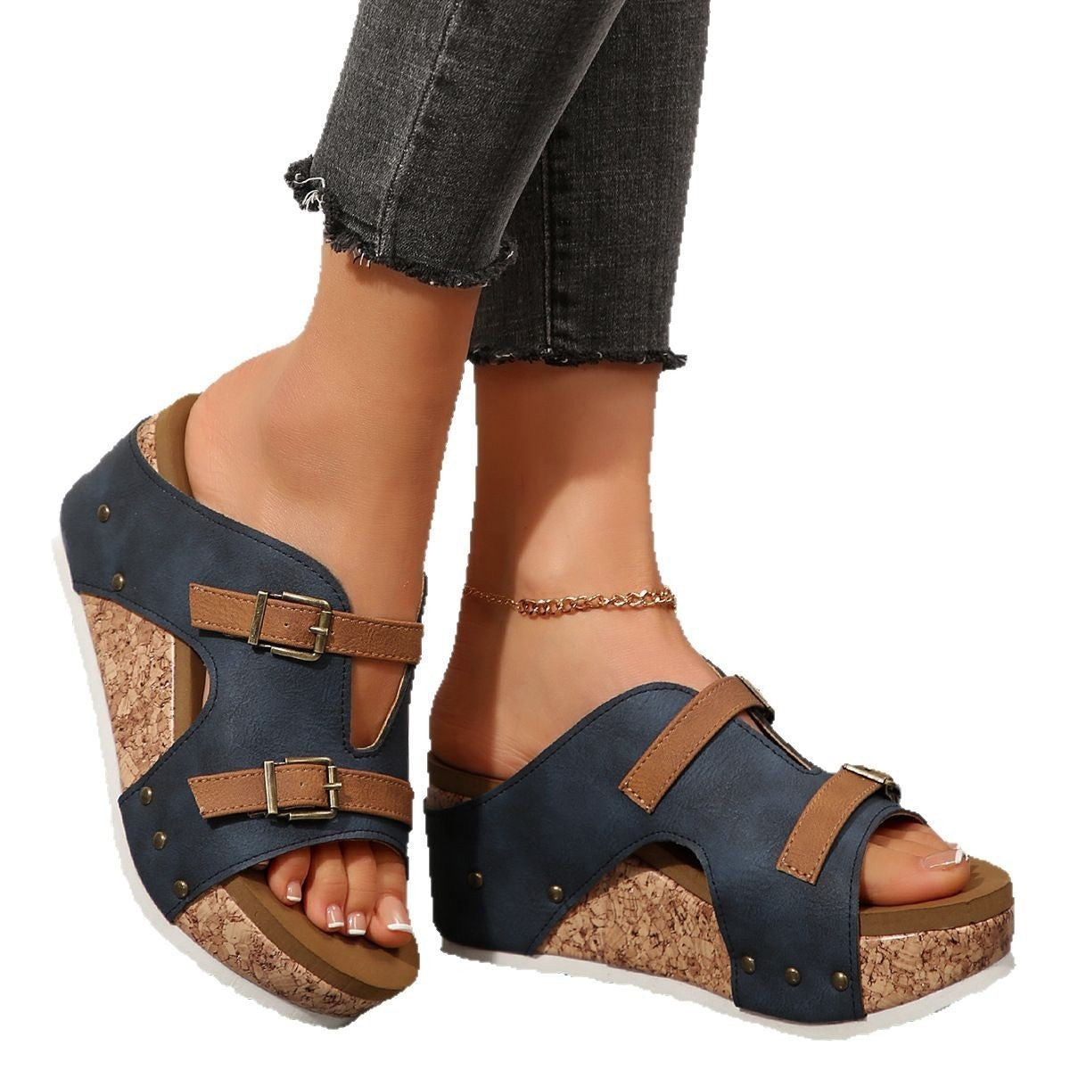 Sandales compensées grande taille pour femme