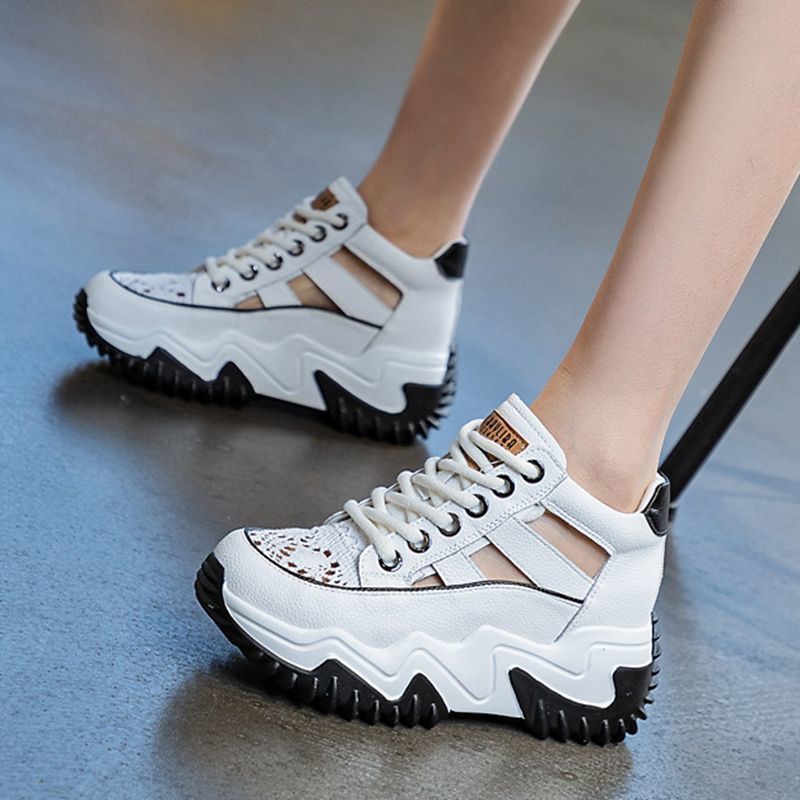 Soft Leather Hollow Sandals For Women All-match Breathable