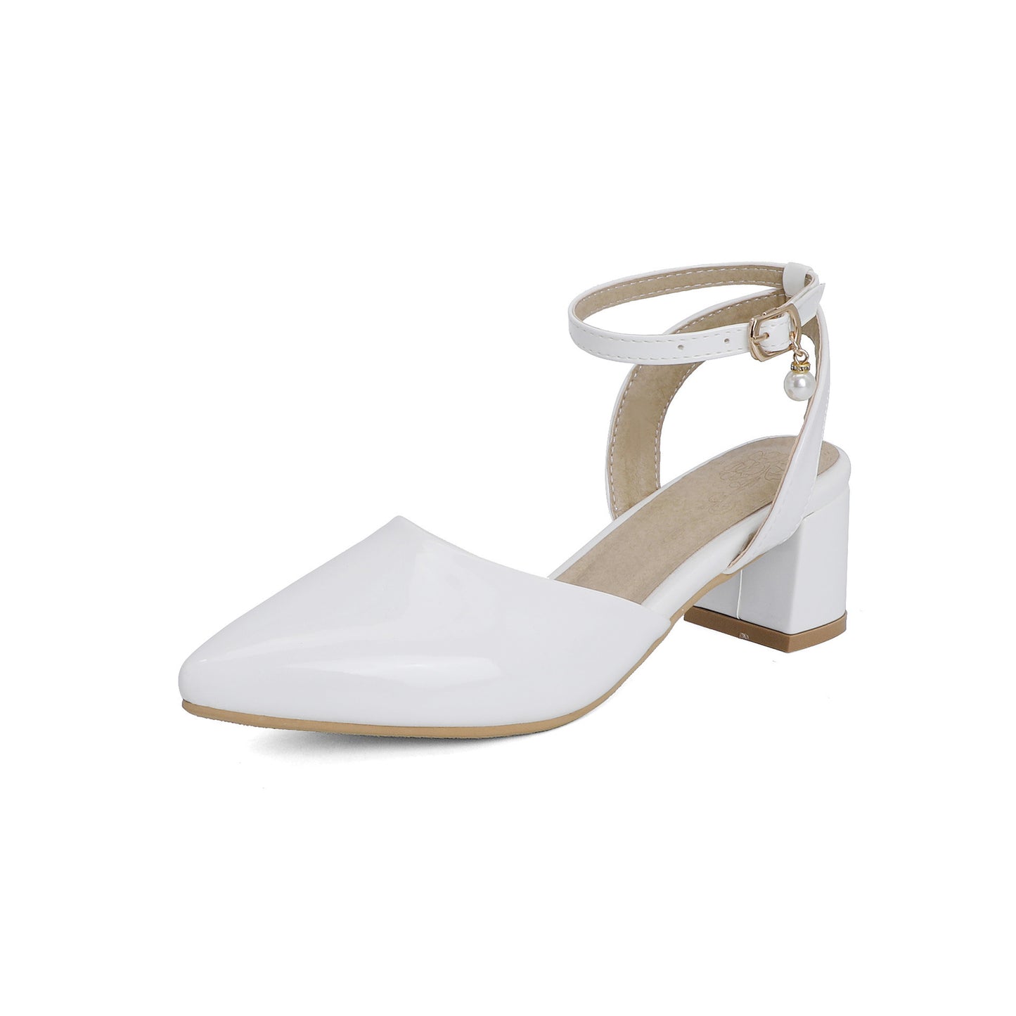 New Thick Heel Candy Color Buckle Pointed Toe Sandals For Women