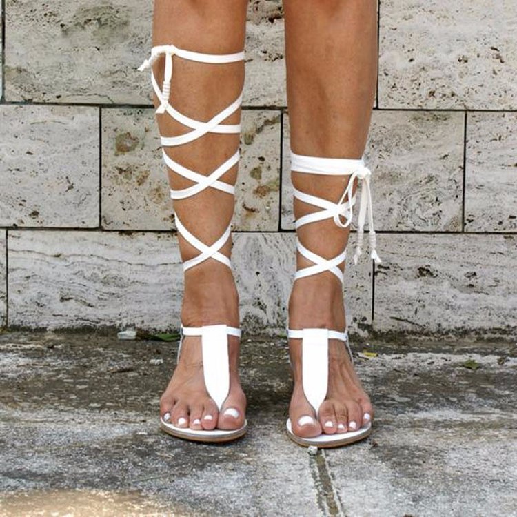 Lace-Up Flat-Sole Foreign Trade Large Size Beach Sandals For Women