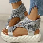 Elevated Woolen Sandals For Women With Toe For Summer Korean Edition