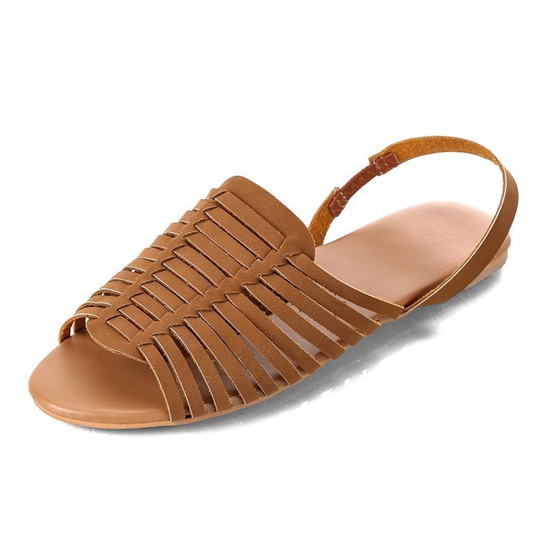 New European And American Flat Heels And Solid Color Fish-mouth Sandals For Women