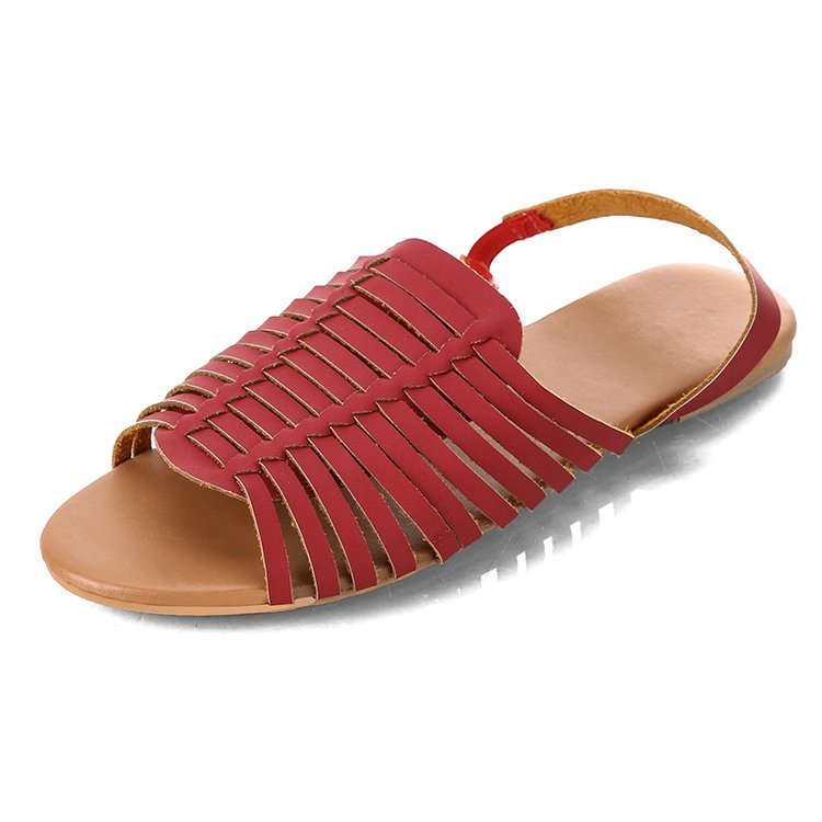 New European And American Flat Heels And Solid Color Fish-mouth Sandals For Women