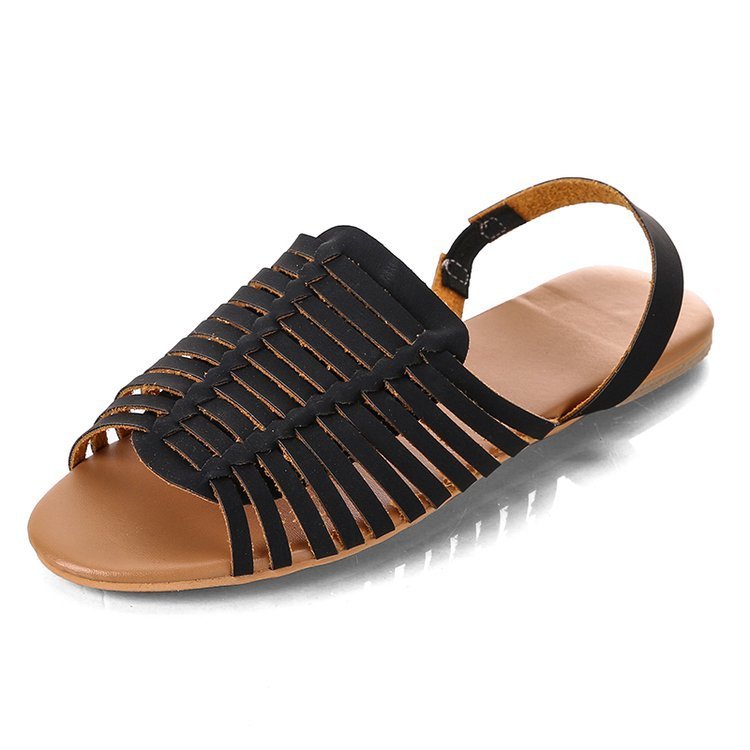 New European And American Flat Heels And Solid Color Fish-mouth Sandals For Women