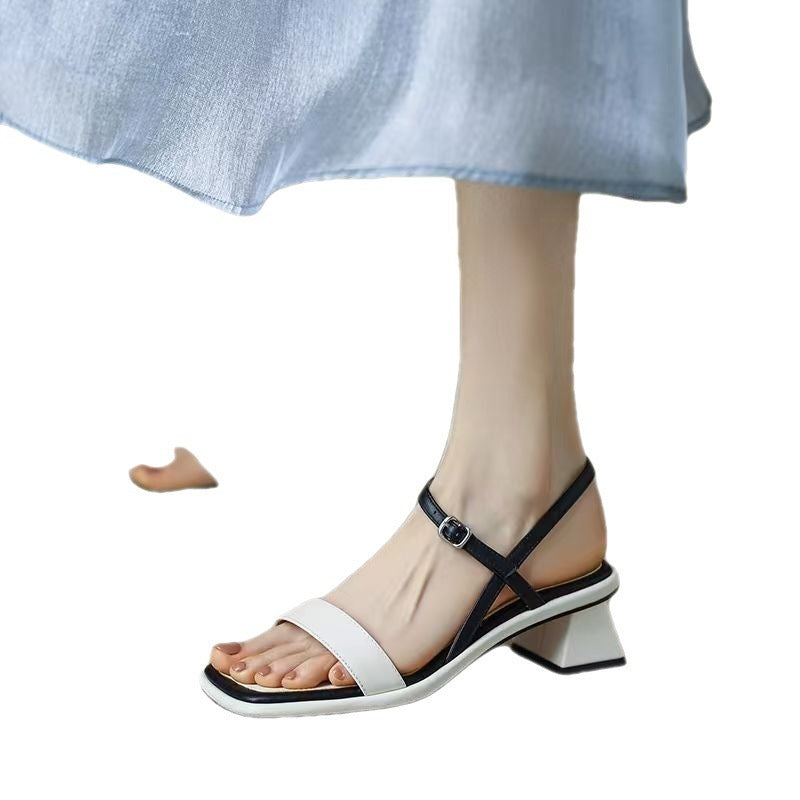 Chunky Heel Ankle-strap Toe Sandals For Women