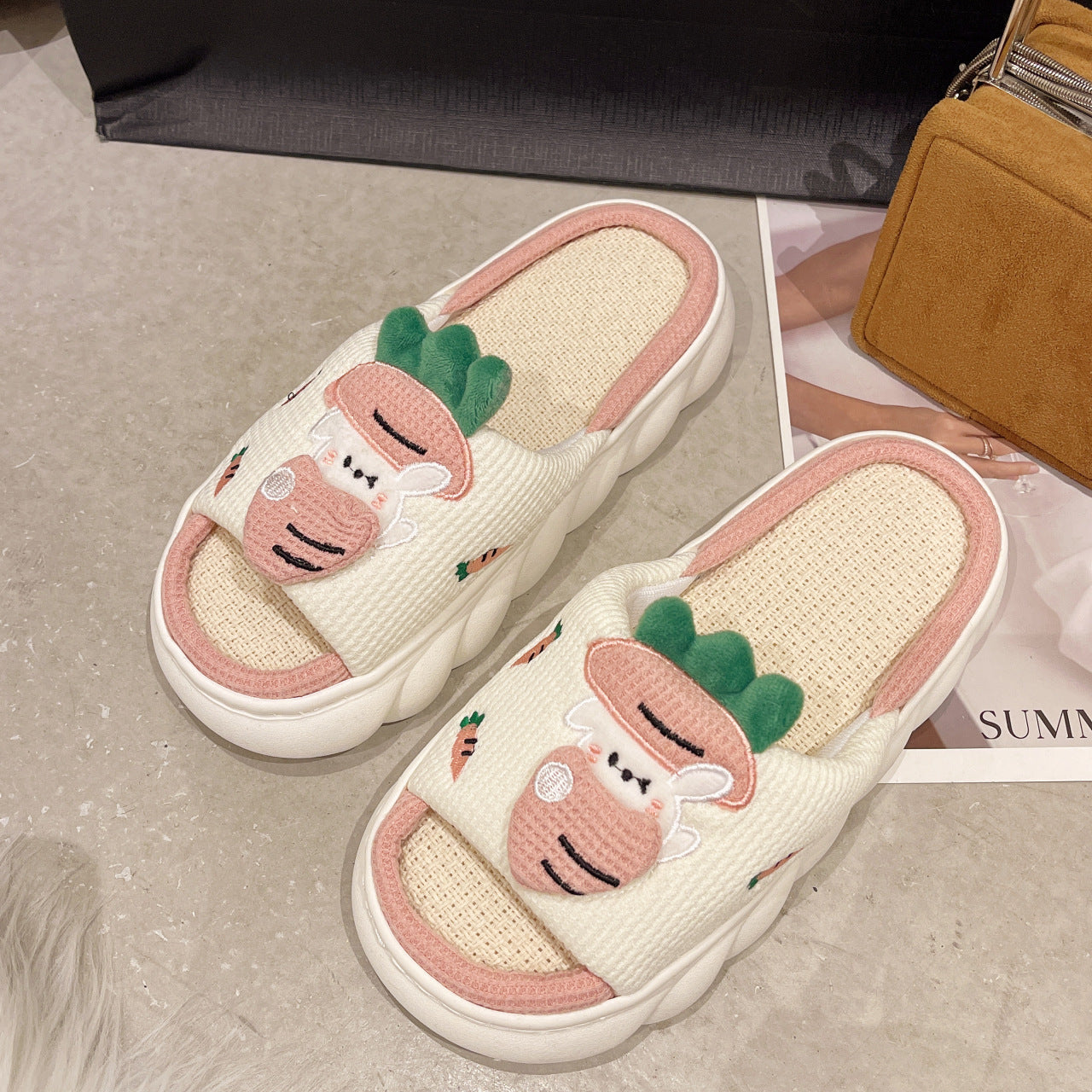 Lovers' Cute Little Cow Linen Sandals For Women