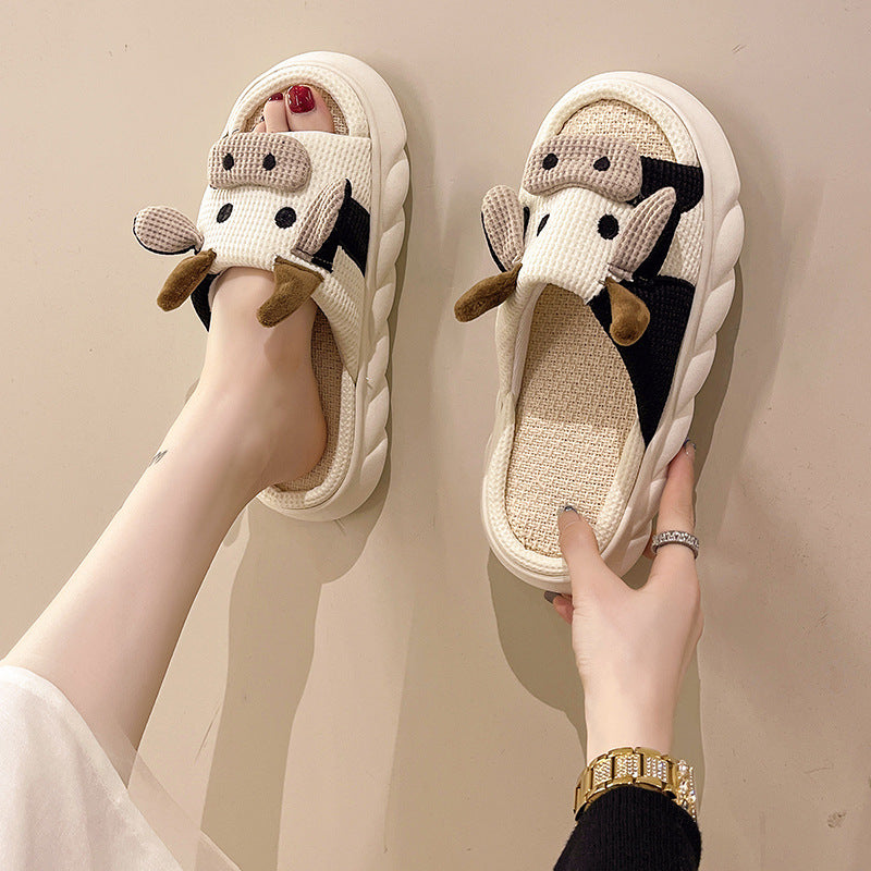 Lovers' Cute Little Cow Linen Sandals For Women