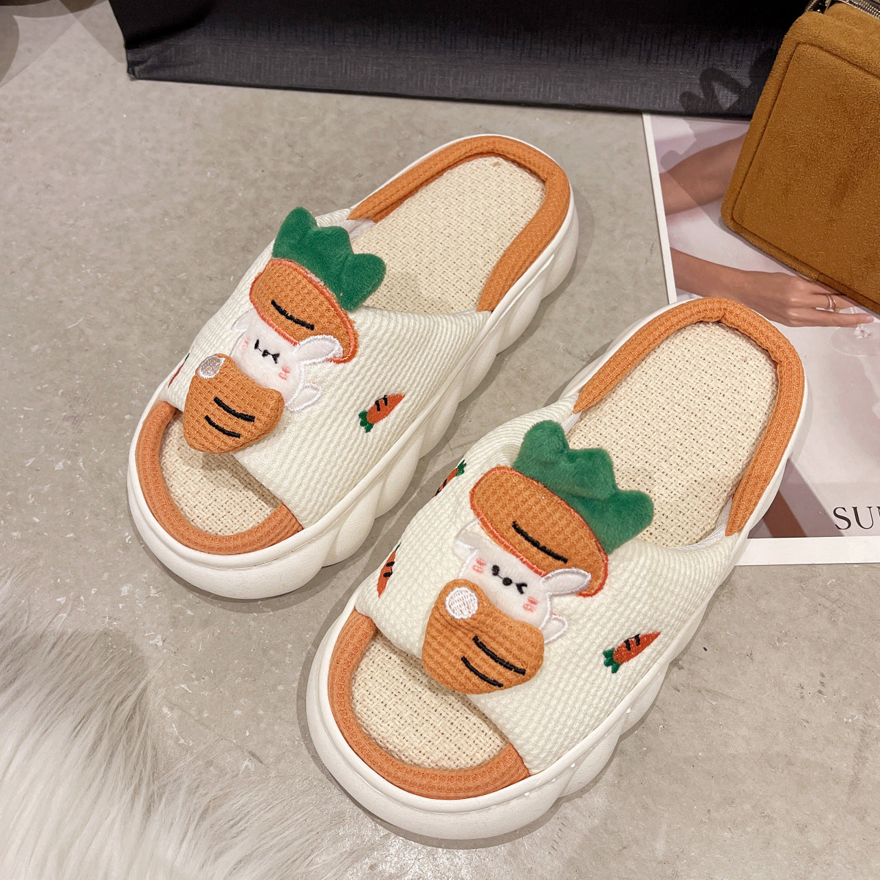Lovers' Cute Little Cow Linen Sandals For Women