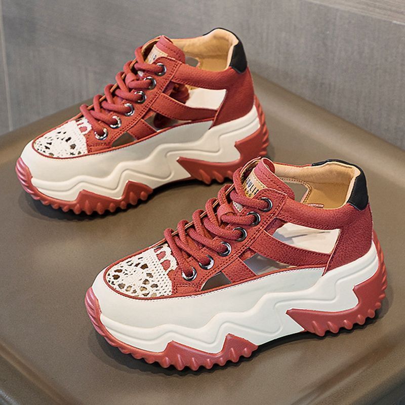 Soft Leather Hollow Sandals For Women All-match Breathable