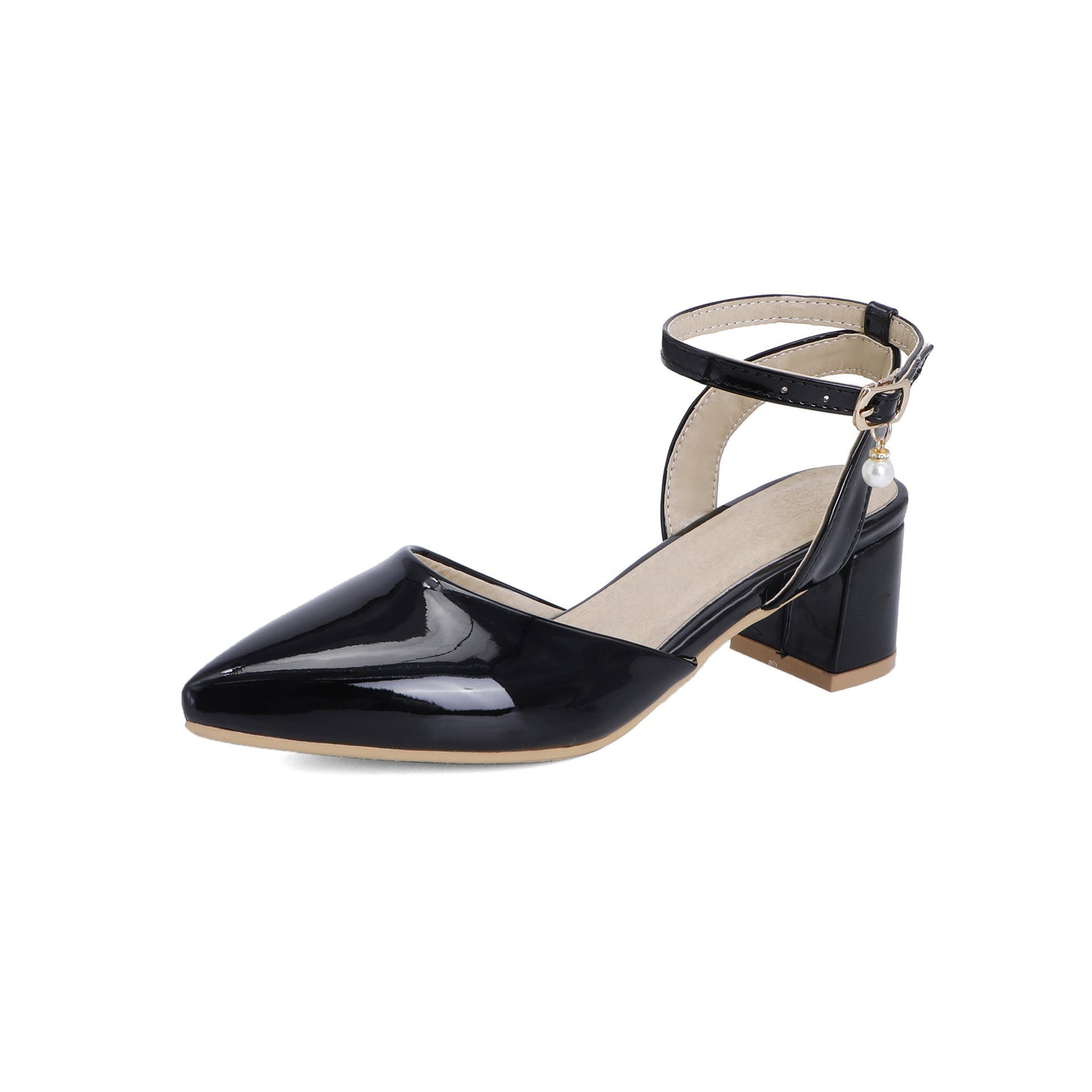 New Thick Heel Candy Color Buckle Pointed Toe Sandals For Women