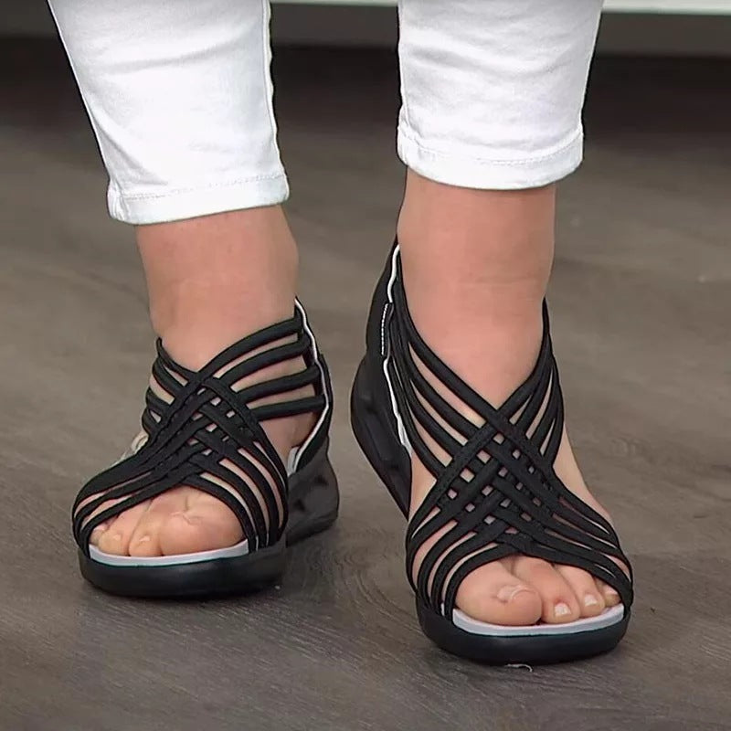 Large Size Sandals Women Low-cut Breathable Sports Braided Fish Mouth Shoes Women Sandals