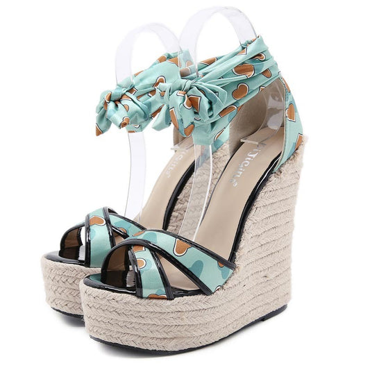 Personalized Wedge With Straw-knitted Heel Fashion Plus Size Sandals For Women