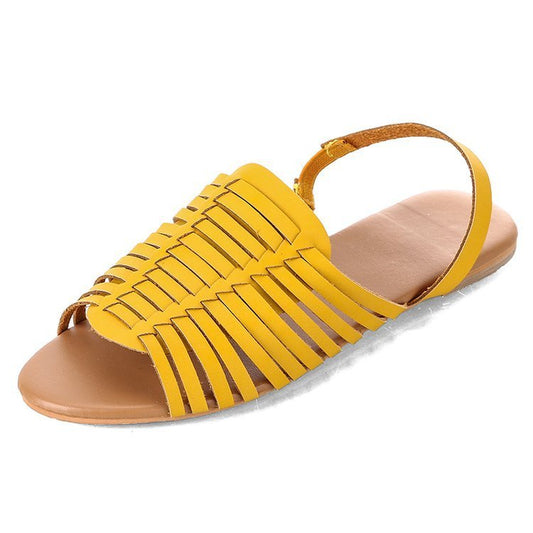 New European And American Flat Heels And Solid Color Fish-mouth Sandals For Women