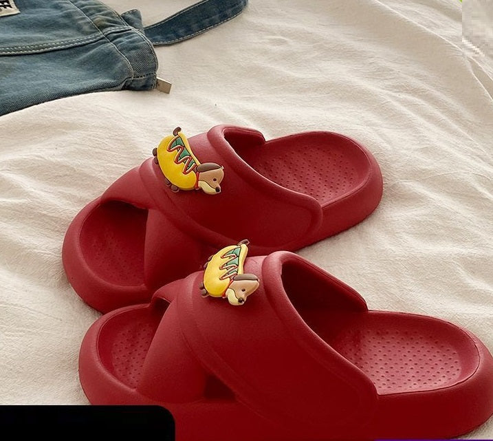 Summer Comfortable Soft Platform Home Non-slip Cartoon Puppy Eva Drooping Sandals For Women