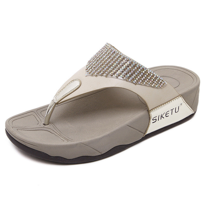 Sandals For Women Women's Sandals And Slippers With Rhinestone Thick Heel