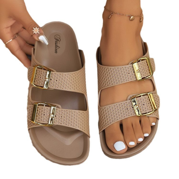Summer New Fashion Belt Buckle Flat Sandals For Women