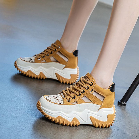 Soft Leather Hollow Sandals For Women All-match Breathable