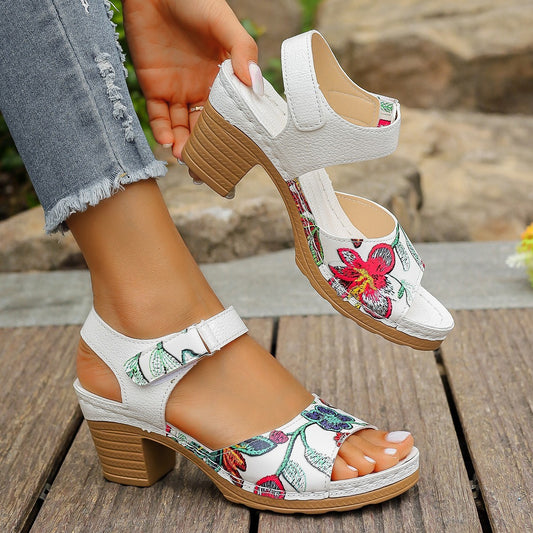 High Heel Sandals Velcro Buckle Casual Sandals For Women
